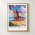 Miami Beach, United States travel poster bordered print styled in Front oak frame - corrected opening; frame and props not included
