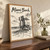 Miami Beach, United States travel poster full-bleed print styled in Original angled oak-console; frame and props not included