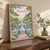 Savannah, United States travel poster full-bleed print styled in Original angled oak-console; frame and props not included