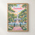 Savannah, United States travel poster full-bleed print styled in Front oak frame - corrected opening; frame and props not included