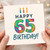 Happy 65th Birthday Card - Colourful Marble Numbers with Candles, Bold Milestone Age 65 Greeting