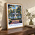 Savannah, United States travel poster bordered print styled in Original angled oak-console; frame and props not included