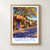 Santa Fe, United States travel poster bordered print styled in Front oak frame - corrected opening; frame and props not included