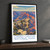 Grand Canyon National Park, United States travel poster bordered print styled in Black frame / charcoal wall; frame and props not included