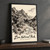 Zion National Park, United States travel poster full-bleed print styled in Black frame / charcoal wall; frame and props not included
