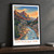 Zion National Park, United States travel poster bordered print styled in Black frame / charcoal wall; frame and props not included