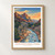 Zion National Park, United States travel poster bordered print styled in Front oak frame - corrected opening; frame and props not included