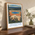Yellowstone National Park, United States travel poster bordered print styled in Original angled oak-console; frame and props not included