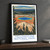 Yellowstone National Park, United States travel poster bordered print styled in Black frame / charcoal wall; frame and props not included