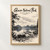 Glacier National Park, United States travel poster full-bleed print styled in Front oak frame - corrected opening; frame and props not included