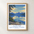 Glacier National Park, United States travel poster bordered print styled in Front oak frame - corrected opening; frame and props not included