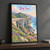 Big Sur, United States travel poster full-bleed print styled in Black frame / charcoal wall; frame and props not included