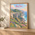 Big Sur, United States travel poster full-bleed print styled in Light oak-console; frame and props not included