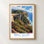 Big Sur, United States travel poster bordered print styled in Front oak frame - corrected opening; frame and props not included