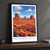 Monument Valley, United States travel poster bordered print styled in Black frame / charcoal wall; frame and props not included