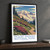Mount Rainier National Park, United States travel poster bordered print styled in Black frame / charcoal wall; frame and props not included