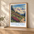 Mount Rainier National Park, United States travel poster bordered print styled in Light oak-console; frame and props not included