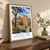 Joshua Tree National Park, United States travel poster bordered print styled in Original angled oak-console; frame and props not included