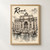 Rome, Italy travel poster full-bleed print styled in Front oak frame - corrected opening; frame and props not included