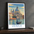 Venice, Italy travel poster bordered print styled in Black frame / charcoal wall; frame and props not included