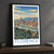 Florence, Italy travel poster bordered print styled in Black frame / charcoal wall; frame and props not included