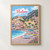 Positano, Italy travel poster full-bleed print styled in Front oak frame - corrected opening; frame and props not included