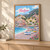 Positano, Italy travel poster full-bleed print styled in Light oak-console; frame and props not included