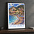 Positano, Italy travel poster bordered print styled in Black frame / charcoal wall; frame and props not included