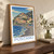 Positano, Italy travel poster bordered print styled in Original angled oak-console; frame and props not included