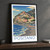Positano, Italy travel poster bordered print styled in Black frame / charcoal wall; frame and props not included