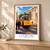 Lisbon, Portugal travel poster bordered print styled in Light oak-console; frame and props not included