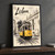Lisbon, Portugal travel poster full-bleed print styled in Black frame / charcoal wall; frame and props not included