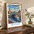 Seville, Spain travel poster bordered print styled in Original angled oak-console; frame and props not included