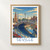 Seville, Spain travel poster bordered print styled in Front oak frame - corrected opening; frame and props not included