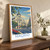 Madrid, Spain travel poster bordered print styled in Original angled oak-console; frame and props not included