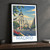 Madrid, Spain travel poster bordered print styled in Black frame / charcoal wall; frame and props not included