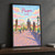 Prague, Czechia travel poster full-bleed print styled in Black frame / charcoal wall; frame and props not included