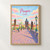 Prague, Czechia travel poster full-bleed print styled in Front oak frame - corrected opening; frame and props not included