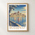 Budapest, Hungary travel poster bordered print styled in Front oak frame - corrected opening; frame and props not included