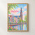 Amsterdam, Netherlands travel poster full-bleed print styled in Front oak frame - corrected opening; frame and props not included