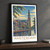 Amsterdam, Netherlands travel poster bordered print styled in Black frame / charcoal wall; frame and props not included