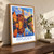 Bruges, Belgium travel poster bordered print styled in Original angled oak-console; frame and props not included
