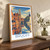 Bruges, Belgium travel poster bordered print styled in Original angled oak-console; frame and props not included