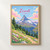 Zermatt, Switzerland travel poster full-bleed print styled in Front oak frame - corrected opening; frame and props not included