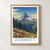 Zermatt, Switzerland travel poster bordered print styled in Front oak frame - corrected opening; frame and props not included