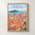 Dubrovnik, Croatia travel poster full-bleed print styled in Front oak frame - corrected opening; frame and props not included