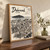 Dubrovnik, Croatia travel poster full-bleed print styled in Original angled oak-console; frame and props not included