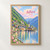 Hallstatt, Austria travel poster full-bleed print styled in Front oak frame - corrected opening; frame and props not included