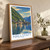Hallstatt, Austria travel poster bordered print styled in Original angled oak-console; frame and props not included