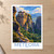 Meteora, Greece travel poster bordered print styled in Unframed sheet - corrected A-series; frame and props not included